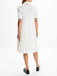 Pointelle Polo Dress,THOM BROWNE,WHITE,Image 4