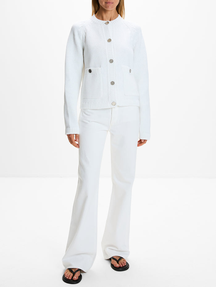 Hammered Cardigan,TOTÉME,WHITE,Image 1