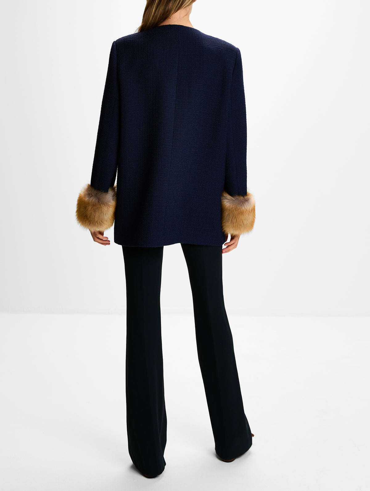 Tweed Long Coat,VALENTINO GARAVANI,NAVY,Image 3