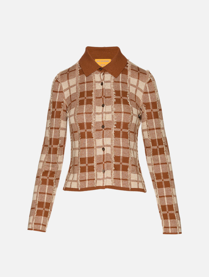 Fringe Plaid Elle Shirt,GUEST IN RESIDENCE,BURNT SIENNA,Image 1