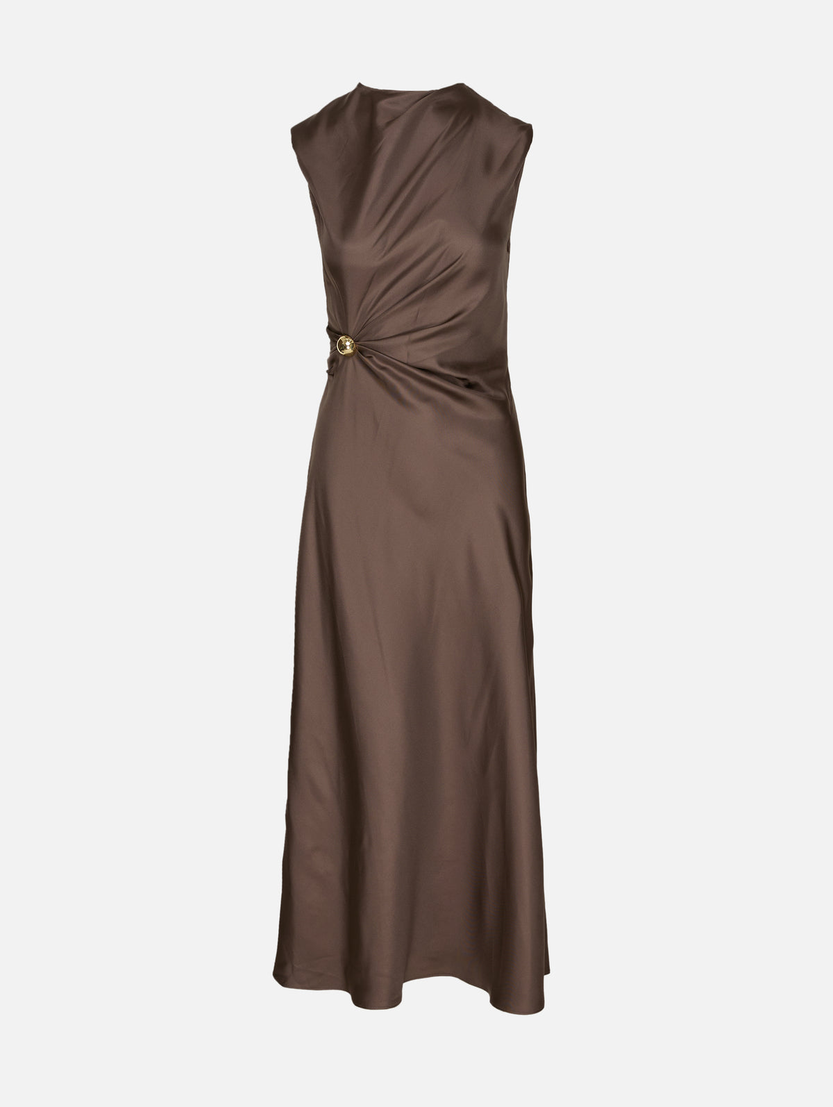 Roan Sleeveless Draped Dress,LOULOU DE SAISON,DARK BROWN,Image 1