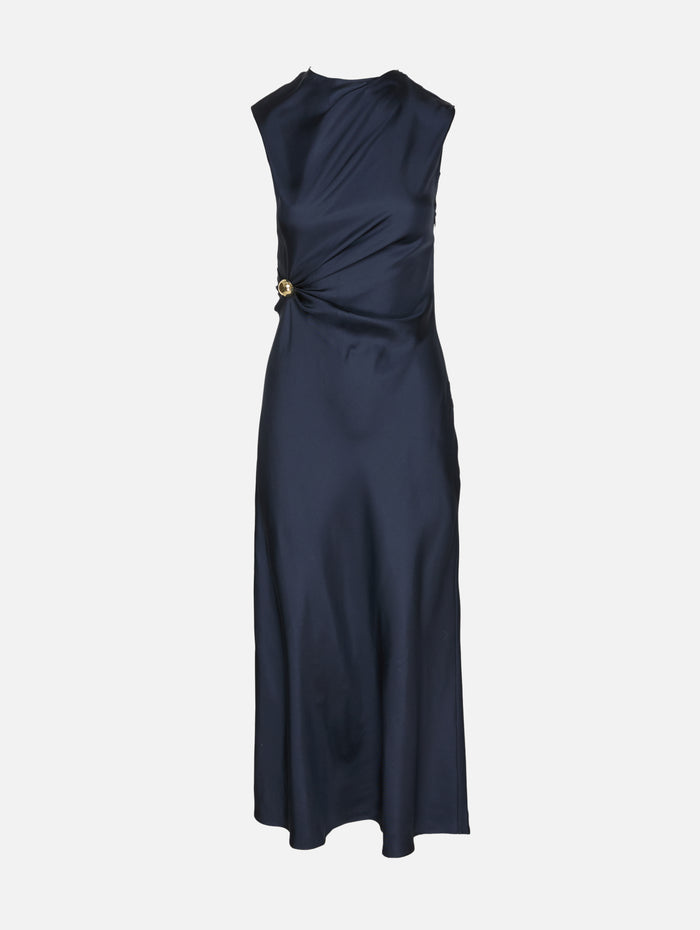 Roan Sleeveless Draped Dress,LOULOU DE SAISON,NAVY,Image 1