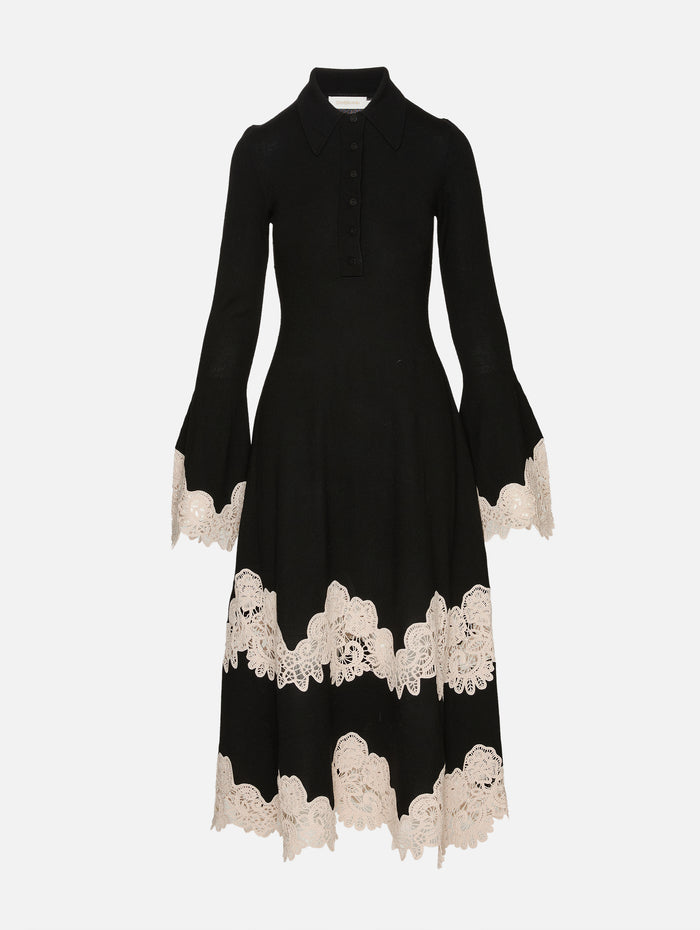 Valiant Merino Lace Dress,ZIMMERMANN,BLACK/CREAM,Image 1