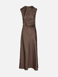 Roan Sleeveless Draped Dress,LOULOU DE SAISON,DARK BROWN,Image 2