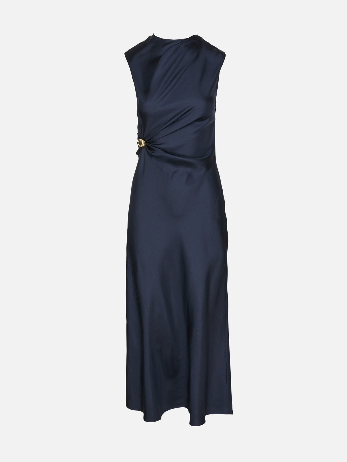 Roan Sleeveless Draped Dress,LOULOU DE SAISON,NAVY,Image 2