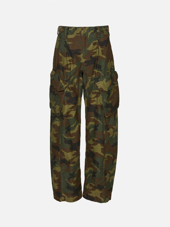 Barrel Cargo Pant,R13,GREEN CAMO BACK,Image 1
