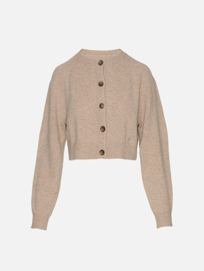 Heike Cropped Cardigan,LOULOU DE SAISON,COAST BEIGE,Image 1