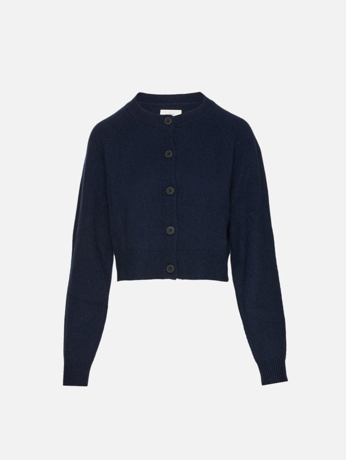 Heike Cropped Cardigan,LOULOU DE SAISON,NAVY,Image 1