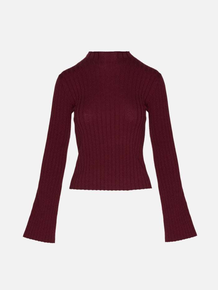 Petra Bell Sleeve Sweater,ELYSEWALKER LABEL,WINE,Image 1
