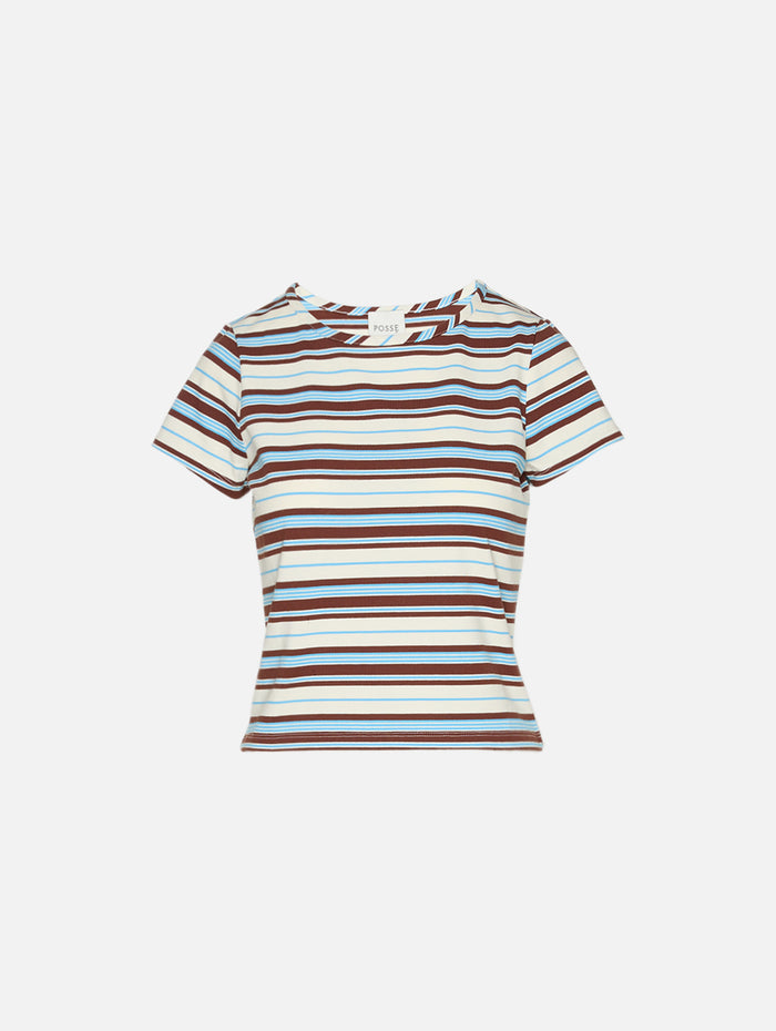 Nadine Tee,POSSE,CHOCOLATE MULTI STRIPE,Image 1