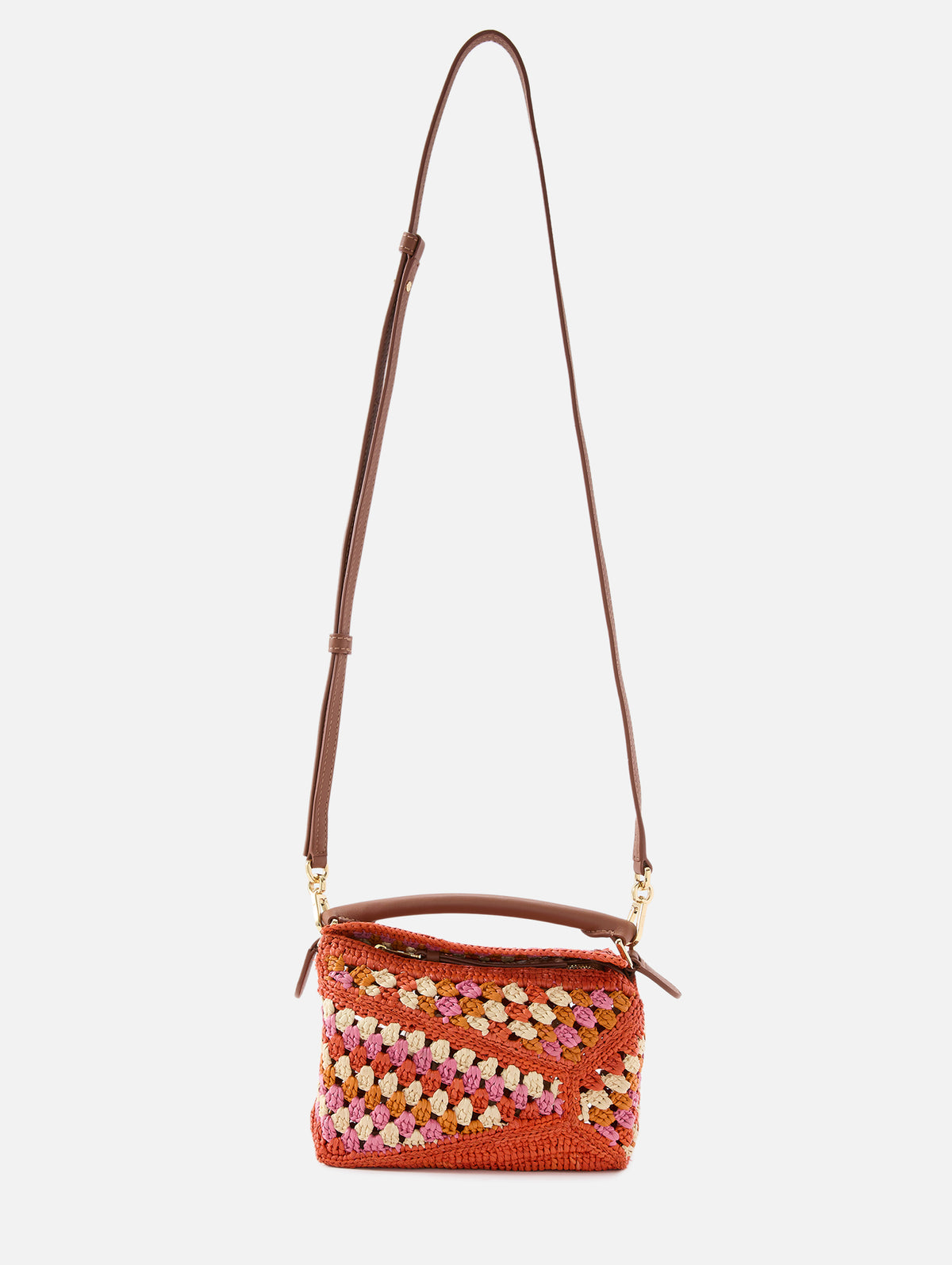 Puzzle Edge Crochet Bag,LOEWE,BRIGHT ORANGE,Image 3
