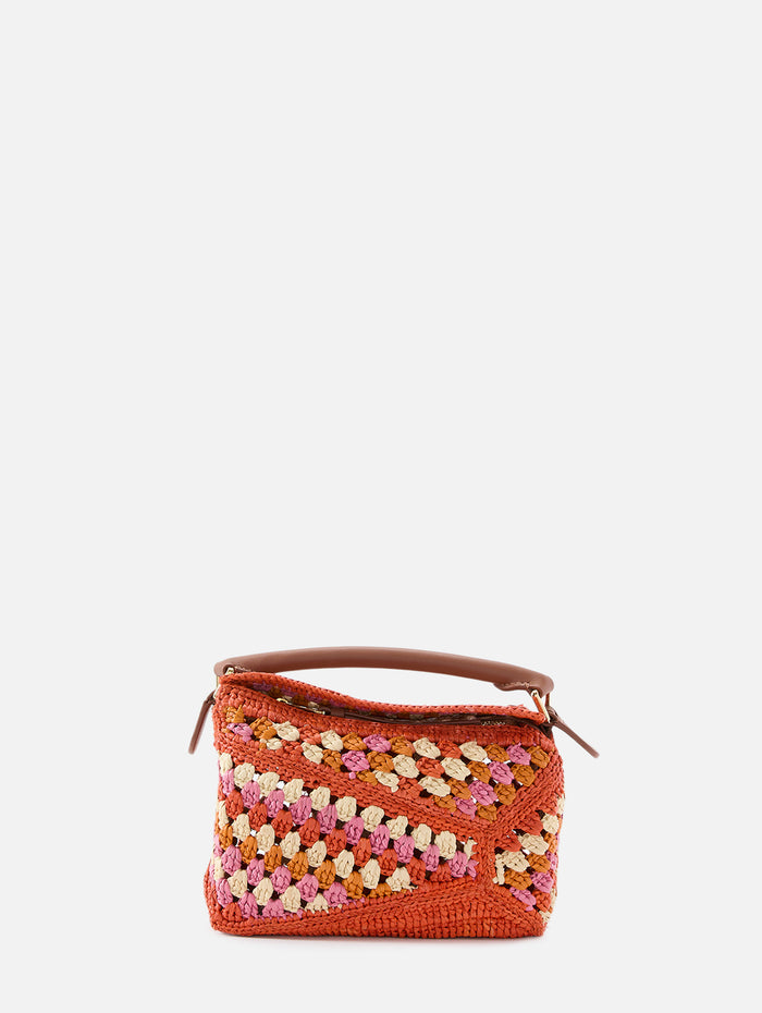 Puzzle Edge Crochet Bag,LOEWE,BRIGHT ORANGE,Image 1