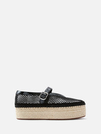 Fishnet Espadrille Wedge,ALAIA,NOIR,Image 1