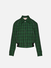 Plaid Cropped Jacket,MARNI,GARDEN GREEN,Image 1