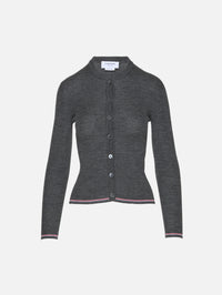 Rib Cardigan,THOM BROWNE,MEDIUM GREY,Image 2