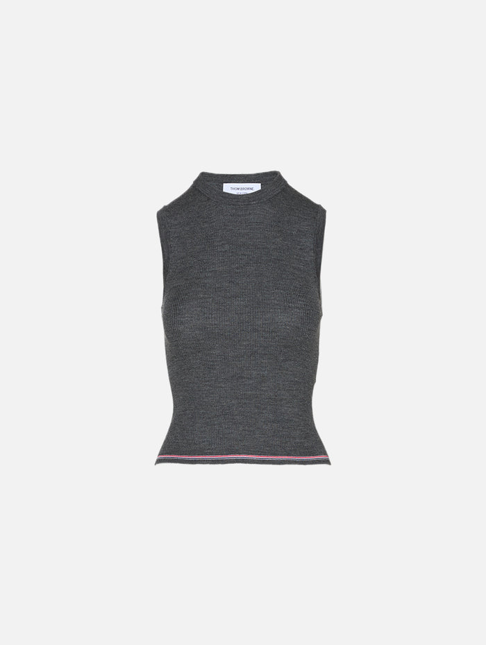 Rib Top,THOM BROWNE,MEDIUM GREY,Image 1