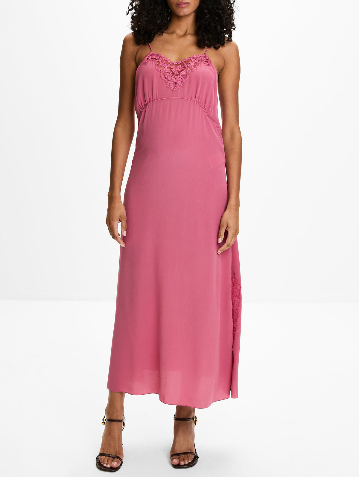 Lace Trimmed Silk Dress,CHLOÉ,MAUVEWOOD,Image 2