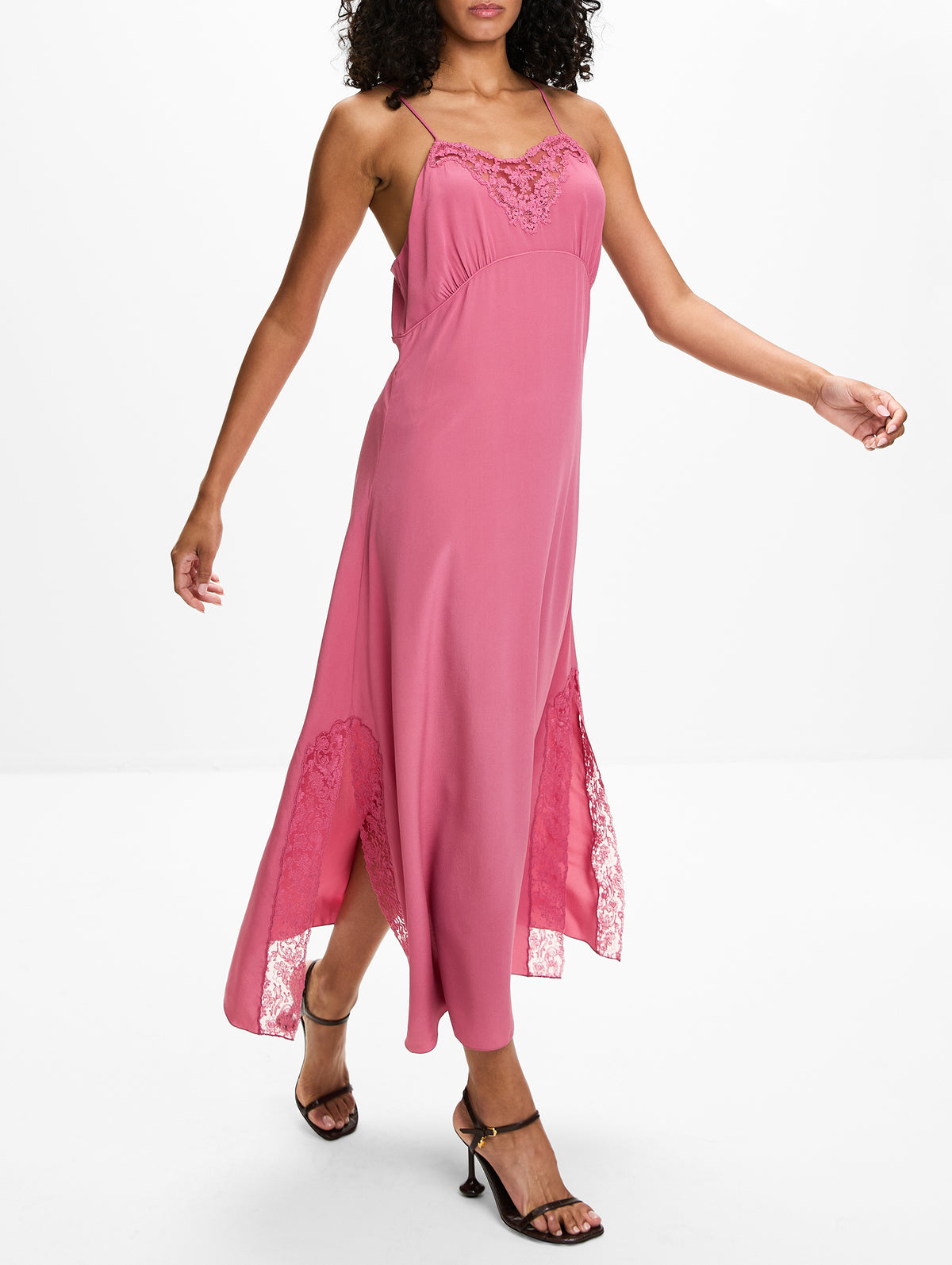 Lace Trimmed Silk Dress,CHLOÉ,MAUVEWOOD,Image 3