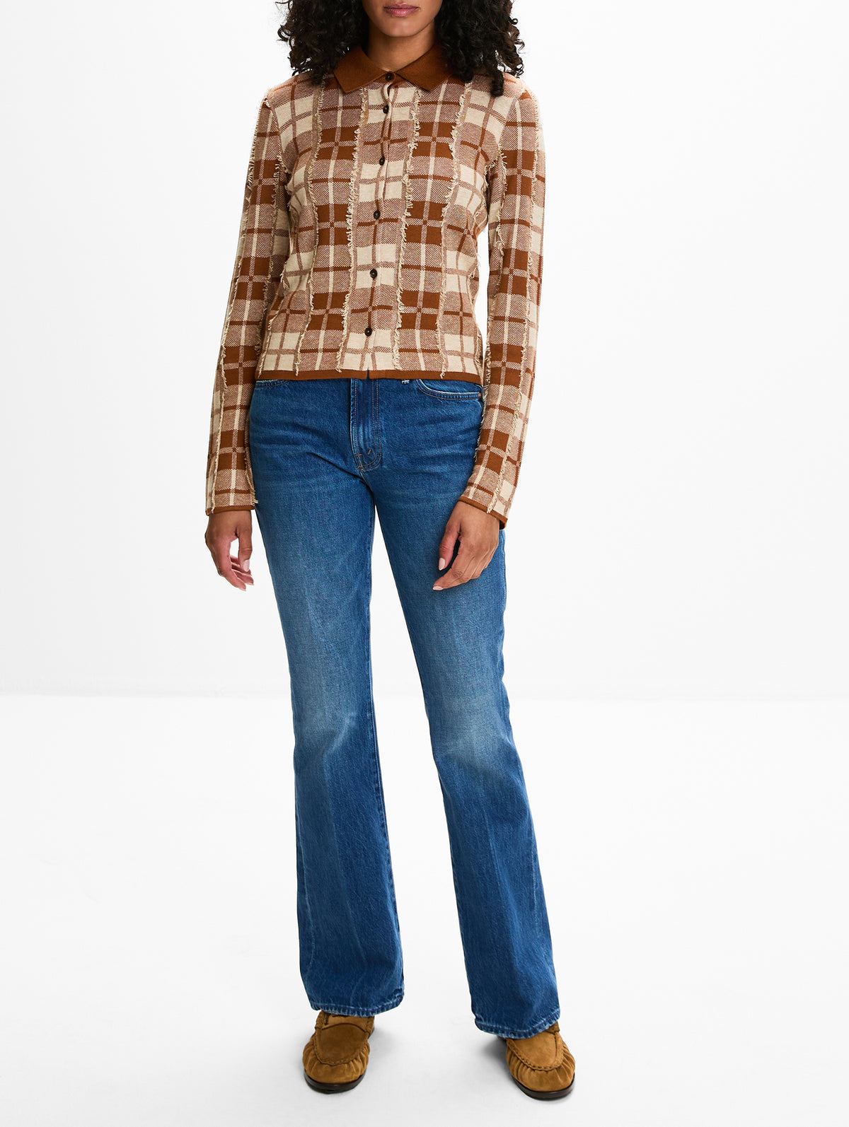 Fringe Plaid Elle Shirt,GUEST IN RESIDENCE,BURNT SIENNA,Image 2