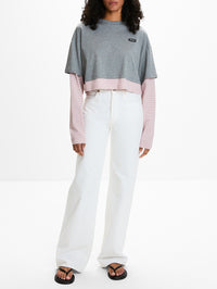 Layered Cropped Top,MIU MIU,GREY,Image 2