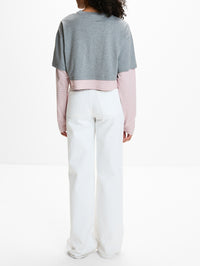 Layered Cropped Top,MIU MIU,GREY,Image 3