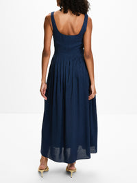 Pleated Bodice Midi Dress,LA LIGNE,MIDNIGHT,Image 4