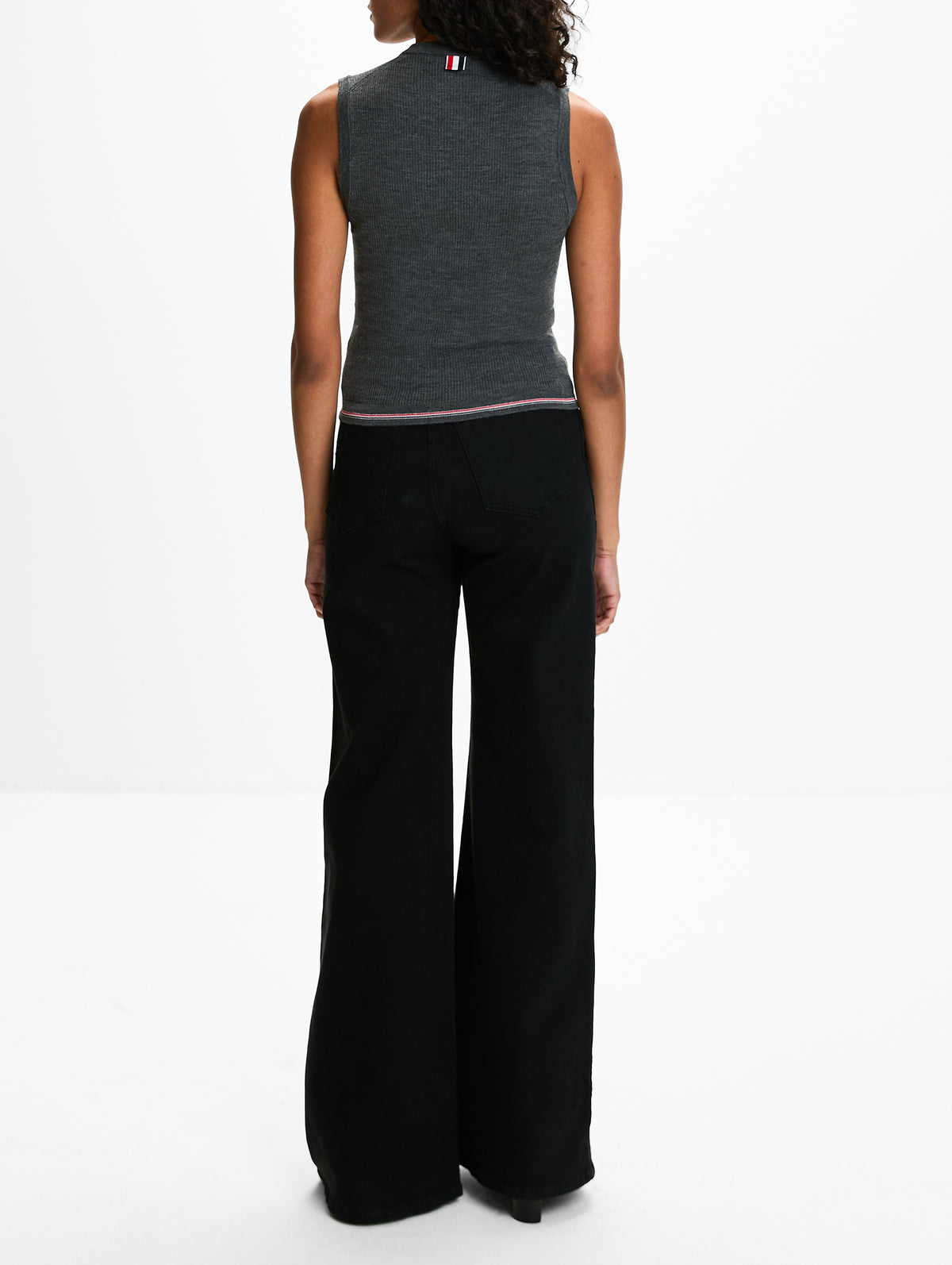 Rib Top,THOM BROWNE,MEDIUM GREY,Image 3
