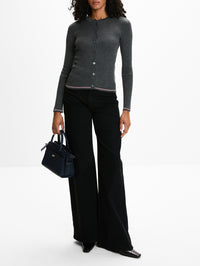Rib Cardigan,THOM BROWNE,MEDIUM GREY,Image 2
