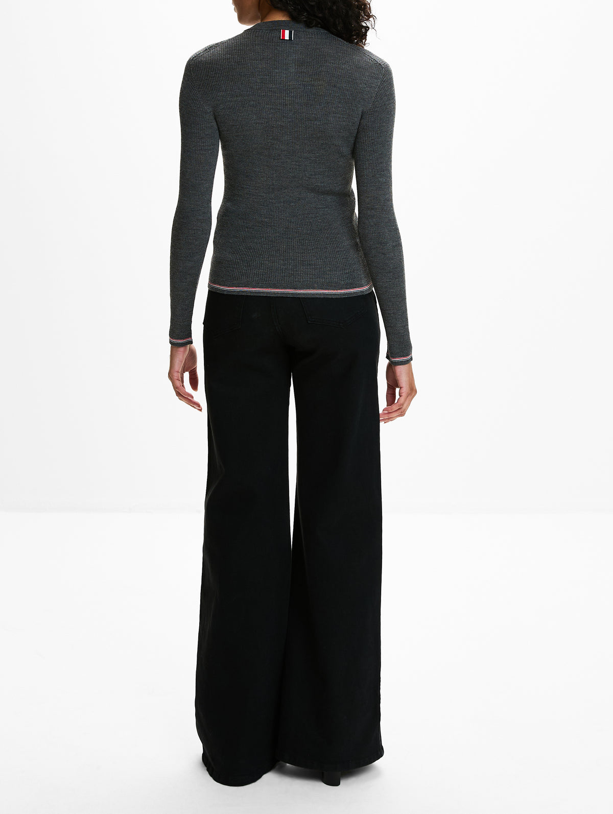 Rib Cardigan,THOM BROWNE,MEDIUM GREY,Image 3