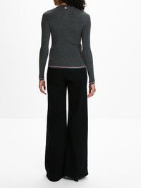 Rib Cardigan,THOM BROWNE,MEDIUM GREY,Image 3