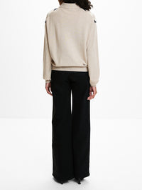 Quarter Zip Sweater,MIU MIU,BEIGE,Image 3