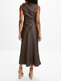 Roan Sleeveless Draped Dress,LOULOU DE SAISON,DARK BROWN,Image 4
