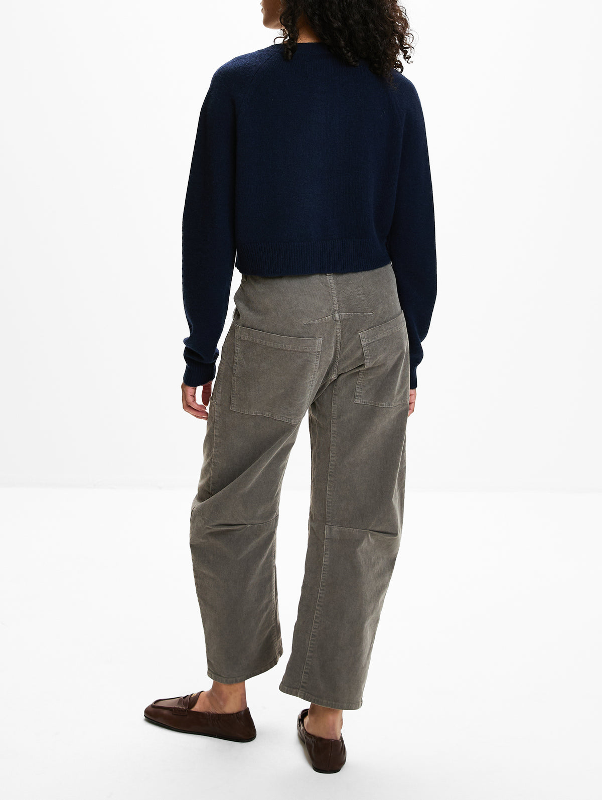 Heike Cropped Cardigan,LOULOU DE SAISON,NAVY,Image 3