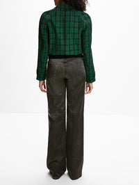 Plaid Cropped Jacket,MARNI,GARDEN GREEN,Image 3