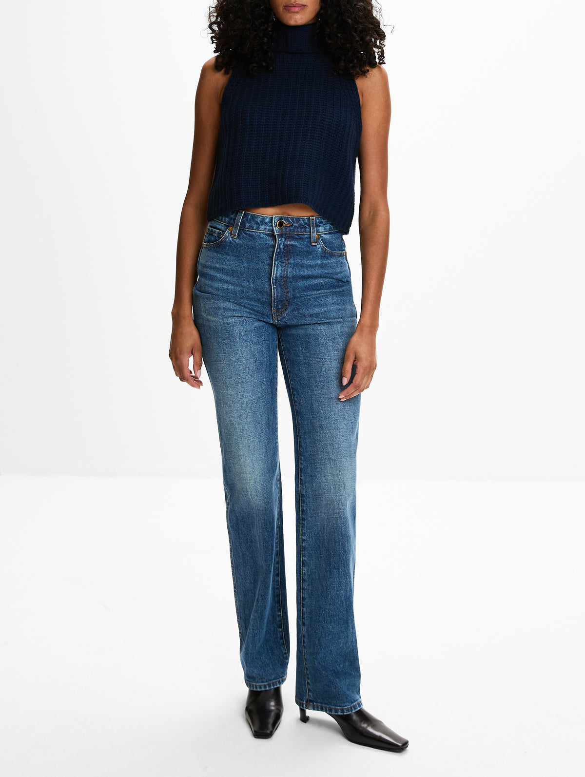 Saige Cropped Turtleneck Sweater,SABLYN,MIDNIGHT NAVY,Image 2