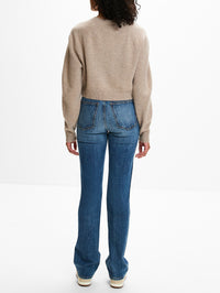 Heike Cropped Cardigan,LOULOU DE SAISON,COAST BEIGE,Image 3