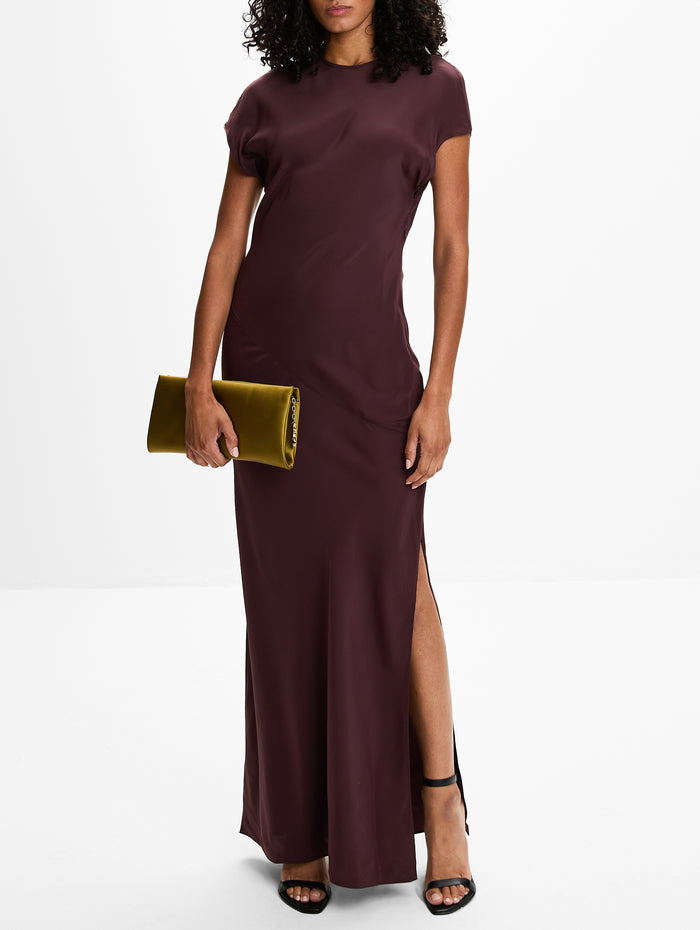 Noria Sleeved Gown,SIR.,DARK PLUM,Image 1
