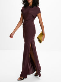 Noria Sleeved Gown,SIR.,DARK PLUM,Image 3