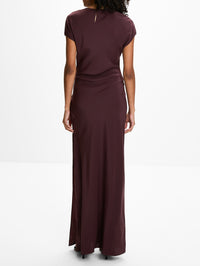 Noria Sleeved Gown,SIR.,DARK PLUM,Image 4