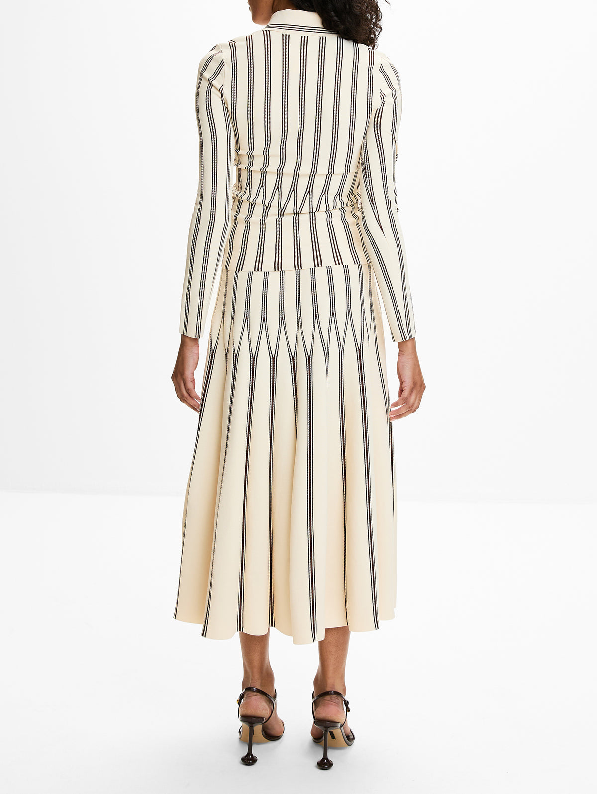 Valiant Striped Polo Top,ZIMMERMANN,CREAM/CHOCOLATE,Image 3