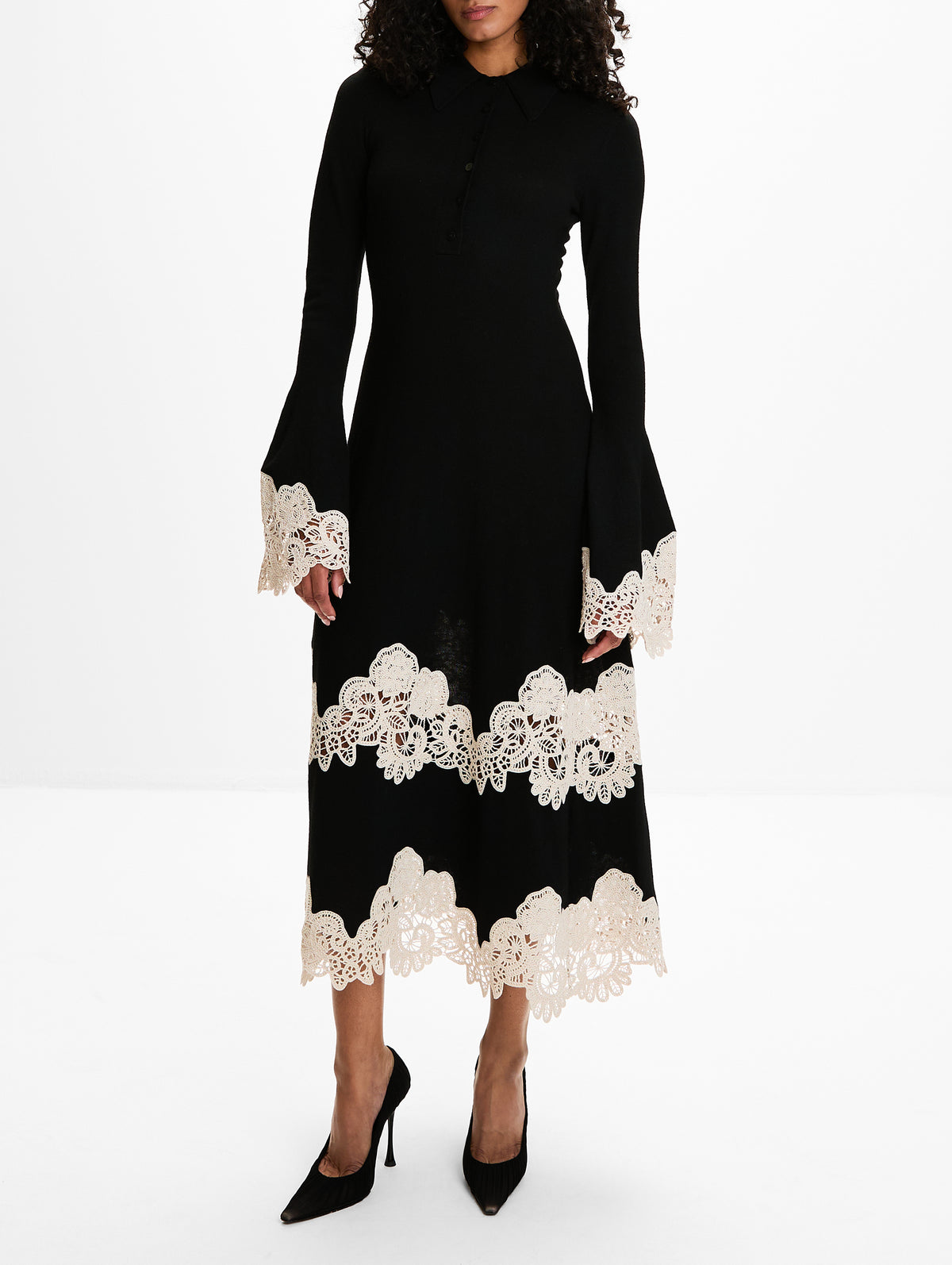 Valiant Merino Lace Dress,ZIMMERMANN,BLACK/CREAM,Image 2