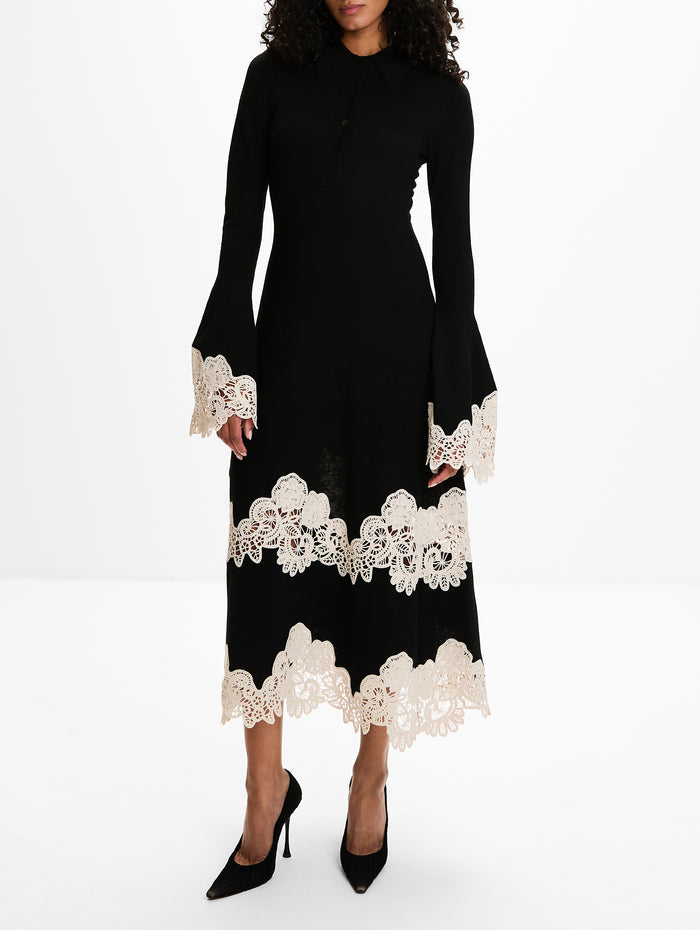 Valiant Merino Lace Dress,ZIMMERMANN,BLACK/CREAM,Image 1