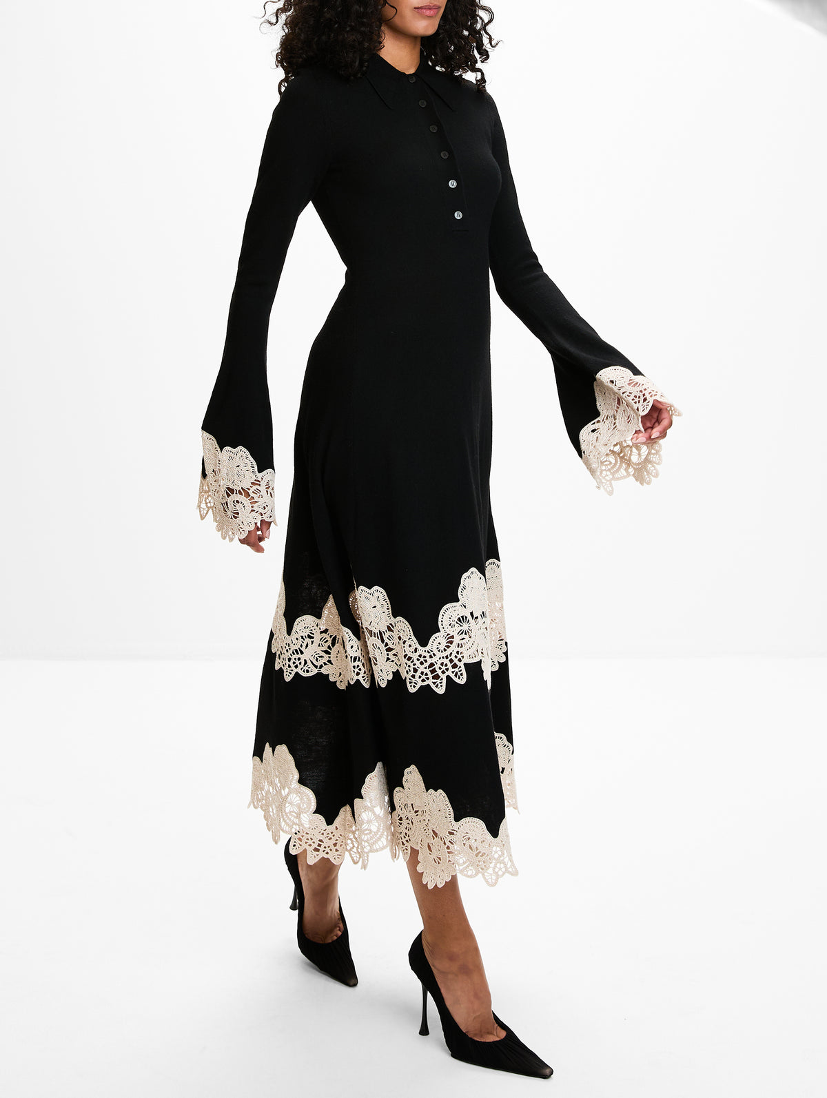 Valiant Merino Lace Dress,ZIMMERMANN,BLACK/CREAM,Image 3