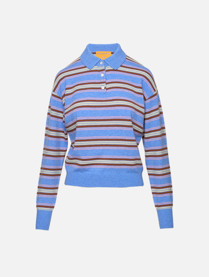 Stripe Polo Sweater,GUEST IN RESIDENCE,DELFT BLUE COMBO,Image 1