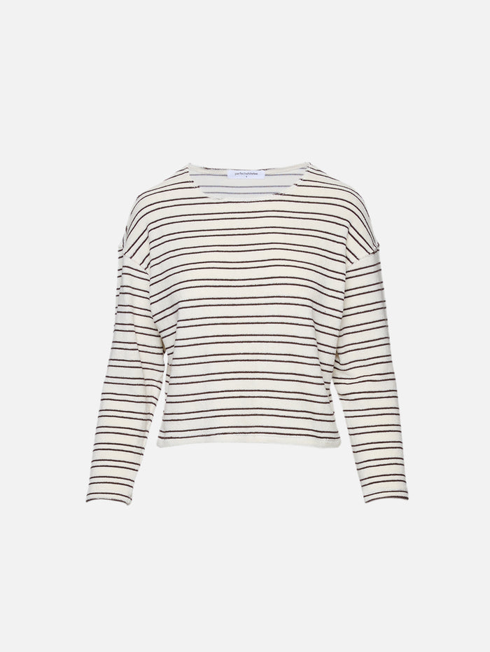 Keri Loop Tee,PERFECTWHITETEE,NATURAL/CHOCOLATE,Image 1