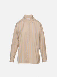 Isolde Button Down Shirt,APIECE APART,SAND/ BLUE STRIPES,Image 2
