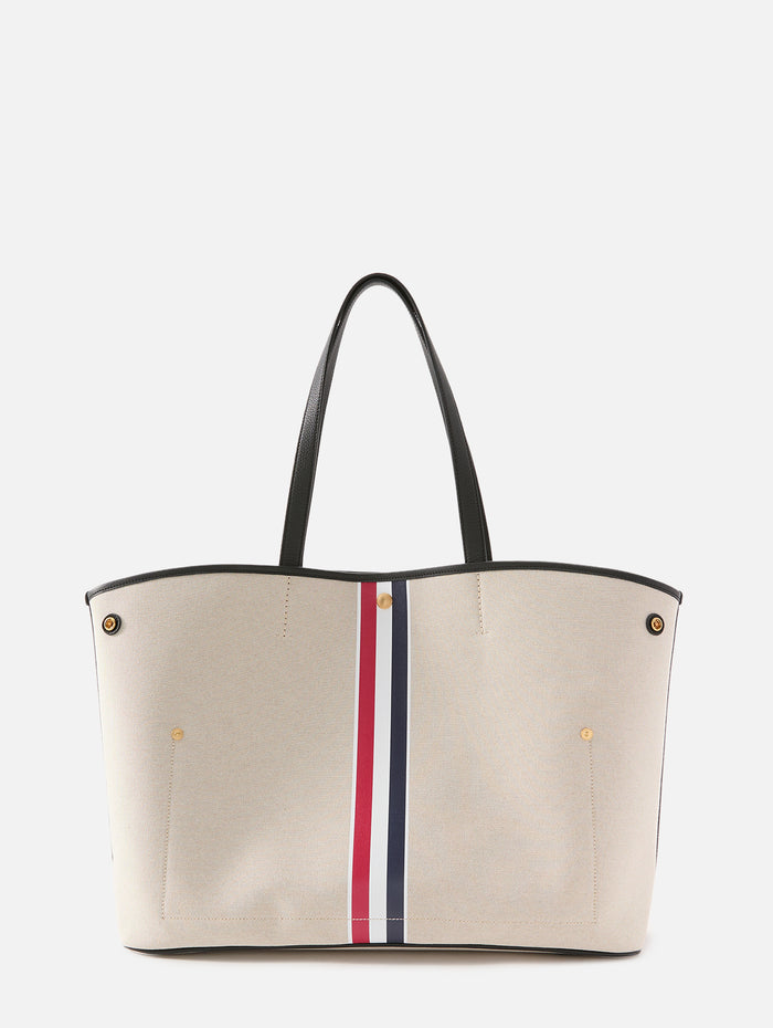 Horizontal Tote Bag,THOM BROWNE,SALT AND PEPPER,Image 1