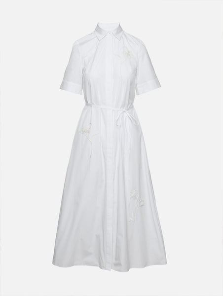 Erdem Embroidered Short-Sleeve Midi Shirtdress, White, Women's, 6 Uk (2 Us), Casual & Work Dresses Shirtdresses Button-Down Shirt Dresses