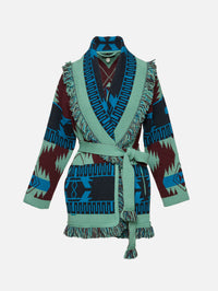 Icon Jacquard Cardigan,ALANUI,VERMOUTH LAGOON,Image 1