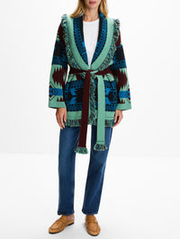 Icon Jacquard Cardigan,ALANUI,VERMOUTH LAGOON,Image 2